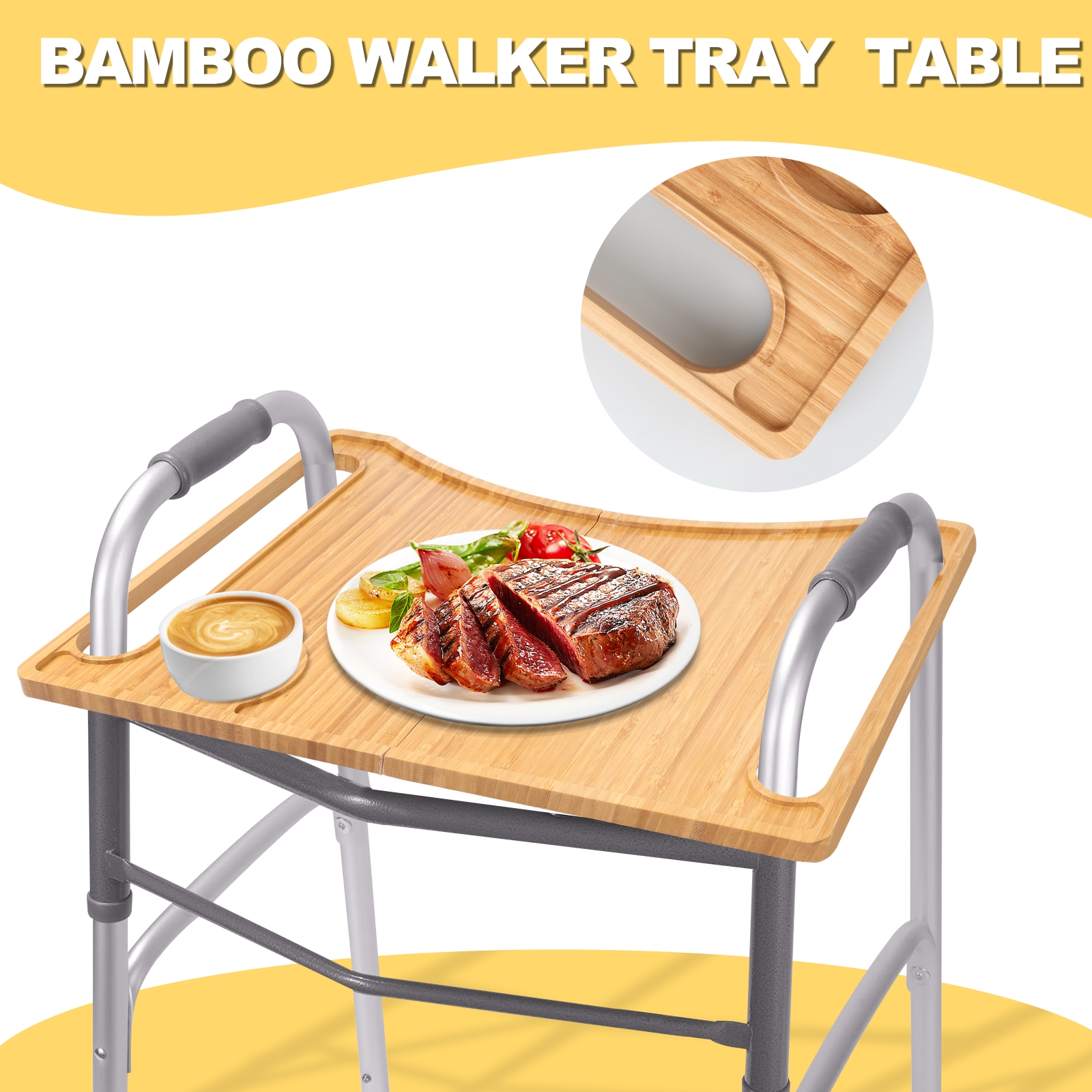 Walker Tray for Folding Walker, Tray for Walker for Seniors Detachable with Cup Holder, Foldable Walker Accessories for Elderly,Tray Table Fits Most Standard Walkers