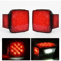 Nilight Square Double Face Fender Pedestal Light 2PCS 52LED Amber Red Brake Turn Marker Tail Light w/ 3 Studs Mount for Mack Kenworth Freightliner Truck Towing Trailer