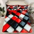 thumbnail image 2 of jejeloiu Geometric Grid Buffalo Bed Sheets,Modern Abstract Art King Sheets,Red White Black Sheet Set For Men Women,Breathable Home Decor,4 Pieces, 2 of 7