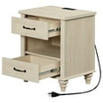 thumbnail image 5 of Wooden Nightstand with 2 Drawers, End Table for Bedroom with Charging Station & Open Shelf, Living Room Side Table, Beige, 5 of 7