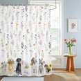 thumbnail image 3 of Spring Floral Dog Shower Curtain with Hooks, Rustic Black Gray Puppy Pink Flower Animal Water Repellent Shower Curtains for Bathroom Decor Sturdy Shower Curtain, Machine Washable 36x72 Inch, 3 of 9