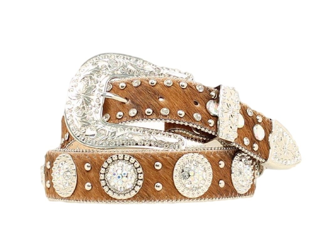 Nocona Western Mens Belt Leather Cowboy Prayer Concho Tan Dark Brown N2491602