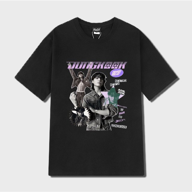Camiseta KPOP Bangtan JUNGKOOK CK Algodón Hombres Y Mujeres Talla Grande Moda De Verano Suelta Pareja Manga Corta Harajuku Casual Estudiante