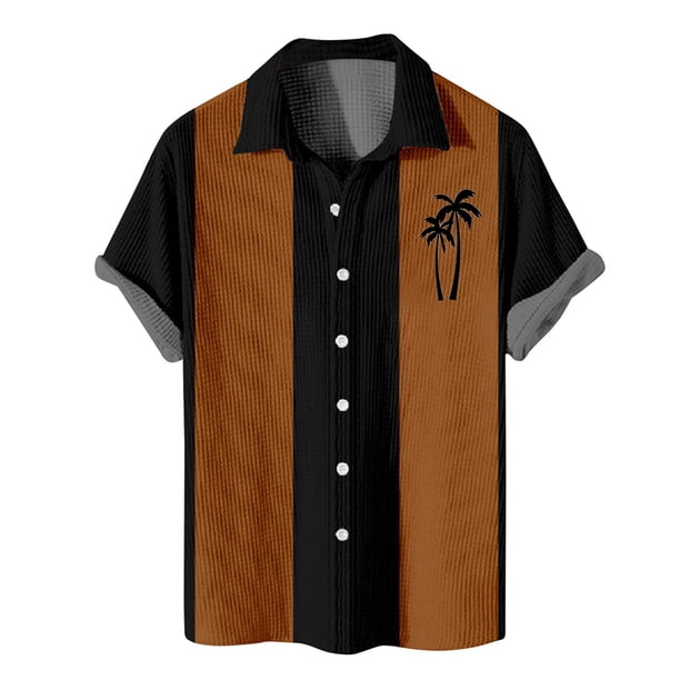 Men's Hawaiian Printed Button Short Sleeve Shirts Men's Casual Fashion Short Sleeve Shirts 2XL