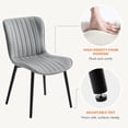 thumbnail image 3 of Modern Dining Chairs Set of 4, PU Leather Upholstered Kitchen Side Chairs with High Backrest, Heavy Duty, Cushions & Durable Metal Legs with Adjustable Feet for Kitchen, Dining Room,Restaurant,Grey, 3 of 7