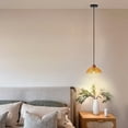 thumbnail image 2 of 1-Light Pendant Light with Ruffled Glass Shade, E26 Base, 10.63" Hanging Light for Farmhouse, Kitchen Island & Living Room, 2 of 8