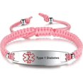 thumbnail image 1 of shiyou-Pre-Engraved Type 1 Diabetes Medical Alert ID Bracelet for Kids | Nylon Rope Braided Medical Alert Bracelet, 6-8 Inches Adjustable, 1 of 4