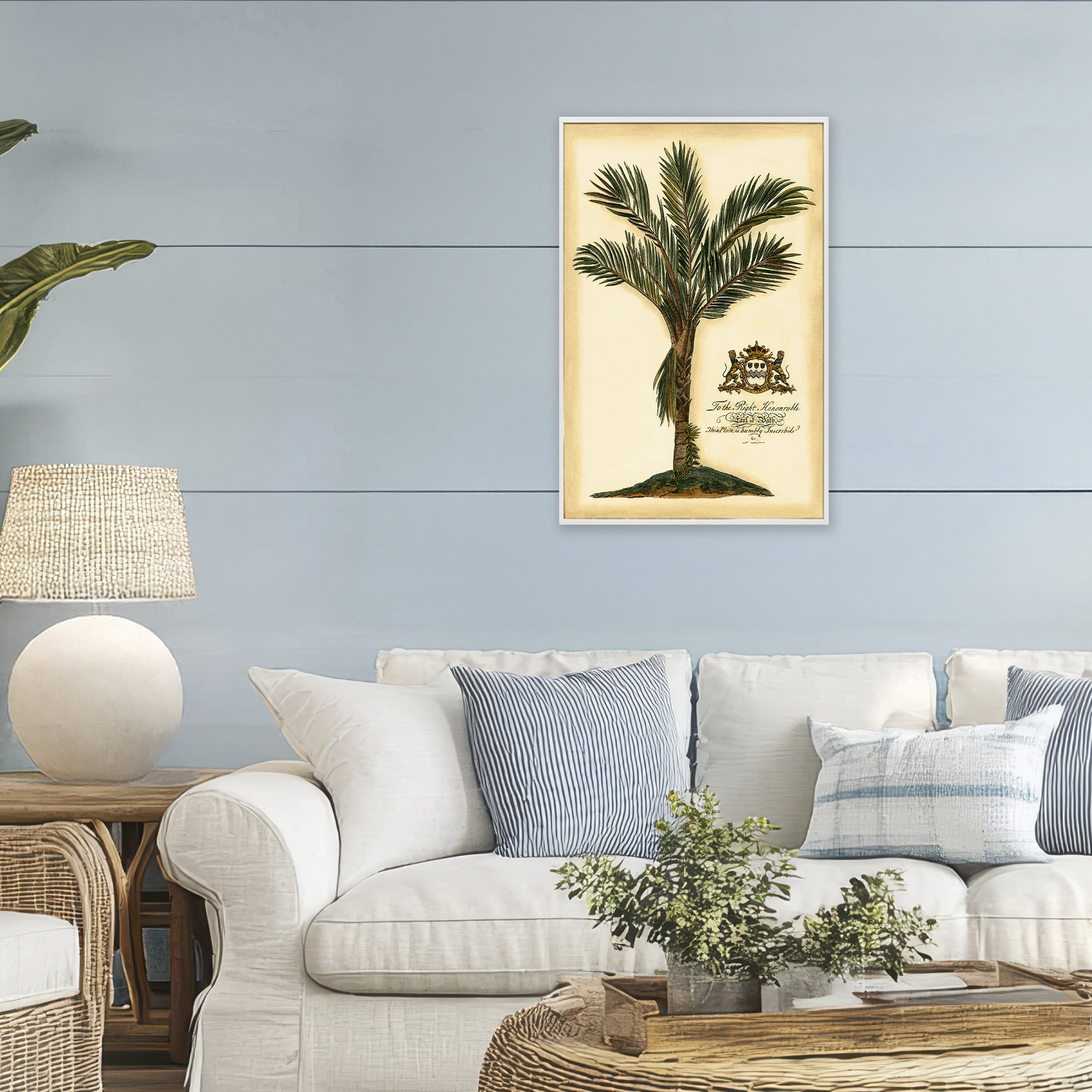 Stupell Industries Vintage Colonial Palm White Framed Giclee Art, design by Vision Studio