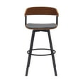 thumbnail image 2 of Vera 31 Inch Swivel Barstool Chair - Curved Open Back - Walnut Brown - Gray, 2 of 4