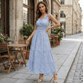 thumbnail image 3 of SOMER Women's Summer Boho Dresses Dot Floral Print Tiered Casual Flowy Beach Sundresses Long Maxi Dress Blue, 3 of 6