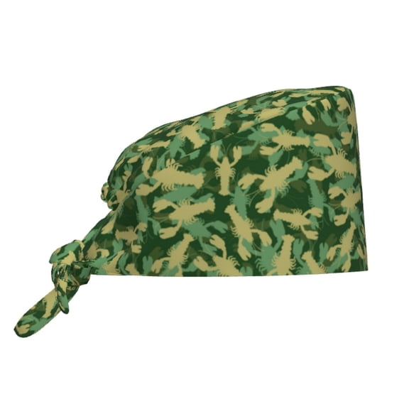 Kdxio Crayfish Army Pattern Turban Hat for Women Men Comfortable Adjustable Cleaning Working Cap with Sweatband