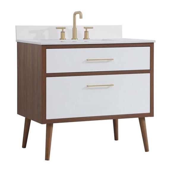 36 inch bathroom Vanity in White with Backsplash