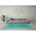 thumbnail image 3 of Ahgly Company Indoor Square Oriental Turquoise Blue Traditional Area Rugs, 8' Square, 3 of 4