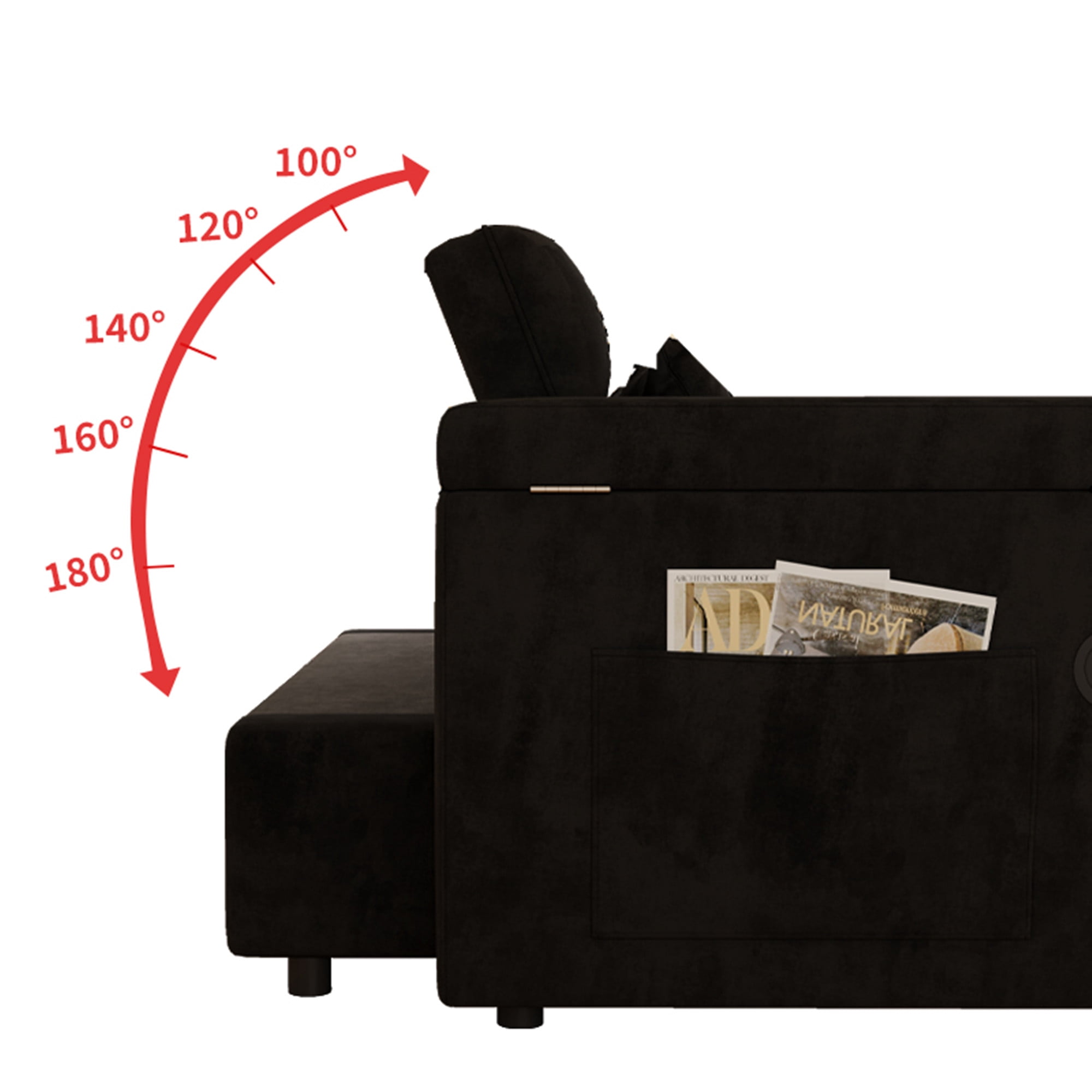 LITVZ 3 in 1 Convertible Sleeper Sofa, 65in Sleeper Couch with Pull Out Bed, Oversized Loveseat Futon Sofa Hide-A-Bed w/Adjustable Backrest, Storage Armrests and Laptop Table for Living Room