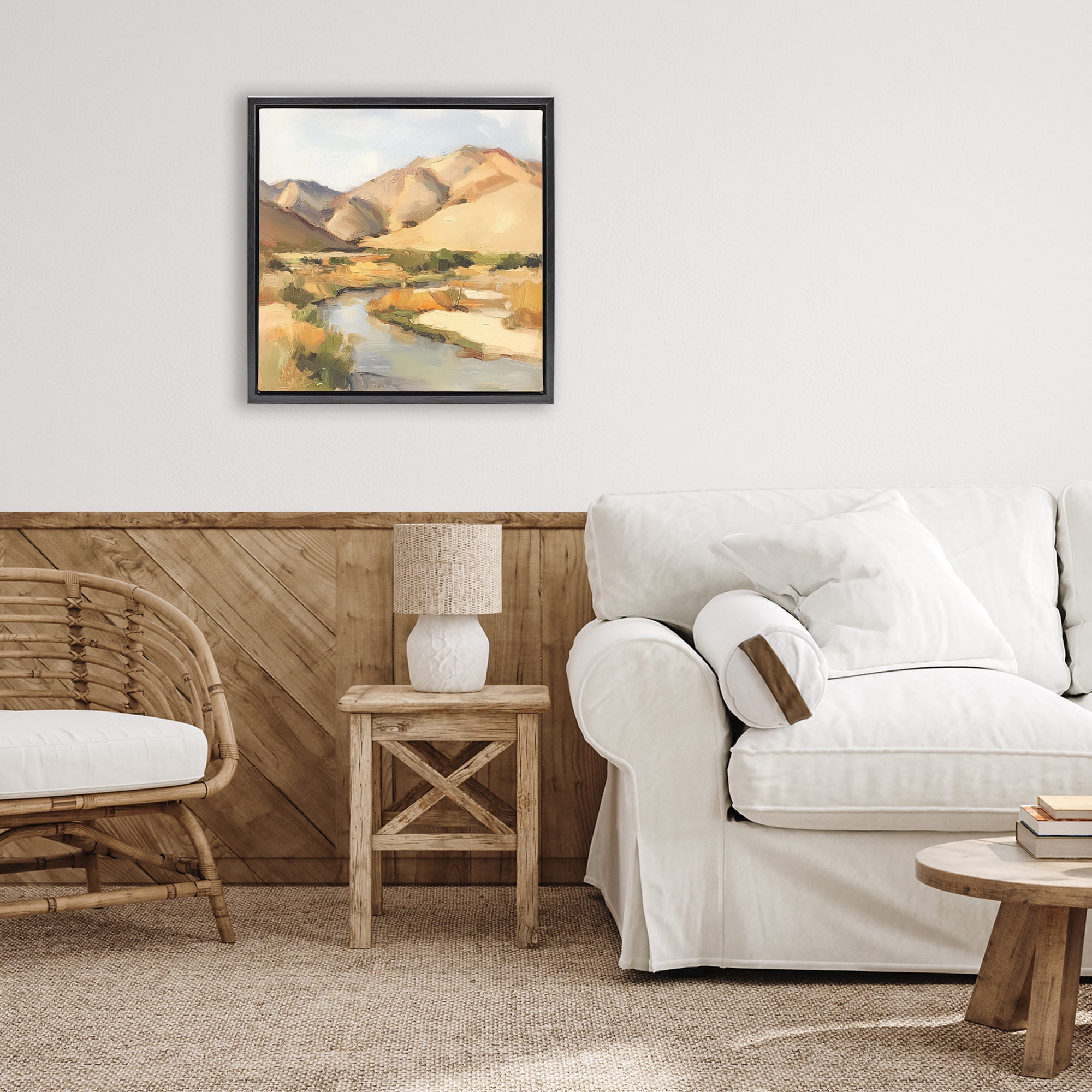 Stupell Industries Wispy Desert River Black Framed Floater Canvas Wall Art, design by Petal Prints Design