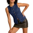 thumbnail image 6 of PBFRDSJ Denim Vest Women Sleeveless Button Down Jean Vest Casual Vintage Western Y2K Crew Neck Jackets, 6 of 7