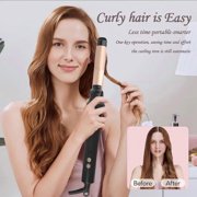 LCD Ceramic Curling Wand - 1 Inch Auto Rotating Titanium Barrel, 4 Adjustable Temps, Fast Heat-Up, Dual Voltage & Anti-Scald