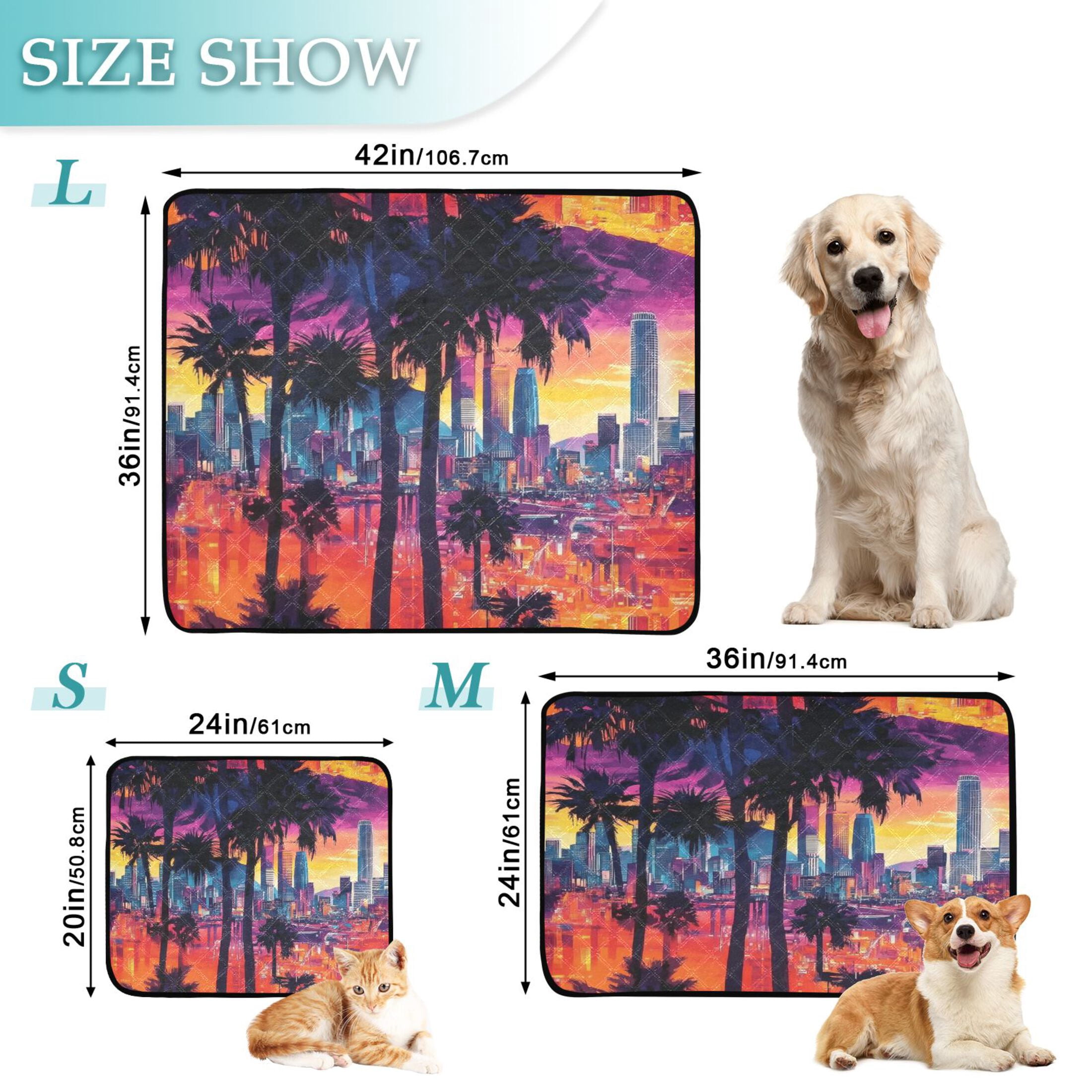 Washable Pet Pee Pads with Super Absorbent Reusable Training Pads for Dogs & Cats City View at Sunset