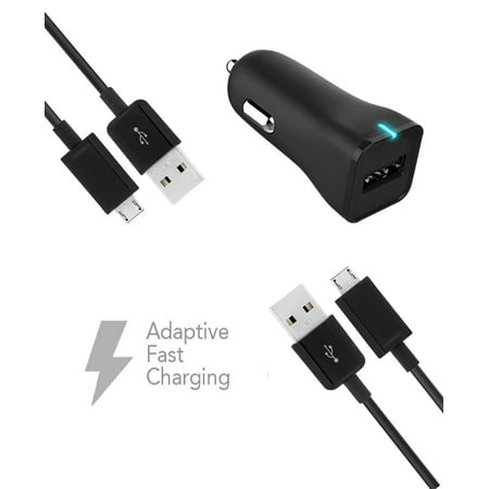 ZTE Blade S6 Plus Charger  Micro USB 2.0 Cable Kit by Ixir - (Car Charger + Cable) True Digital Adaptive Fast Charging uses dual voltages for up to 50% faster charging!