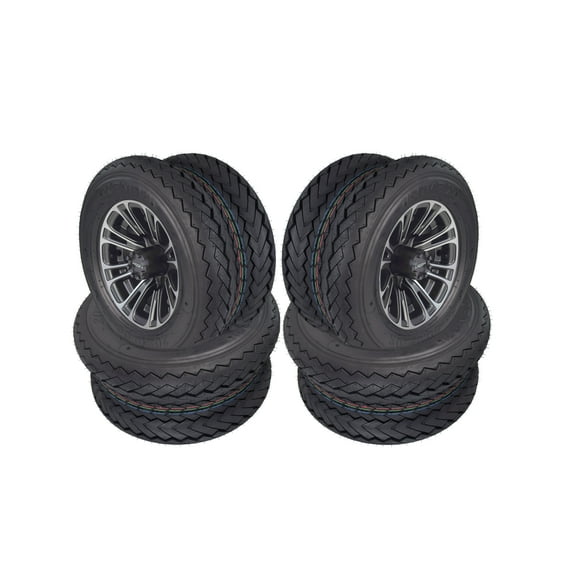 Kenda 20x10-10 Hole-In-One 6 Ply Golf Cart Turf Tires & Gun Metal Wheels Kit A238 10x7 4/101.6 20x10x10 (4 Pack)
