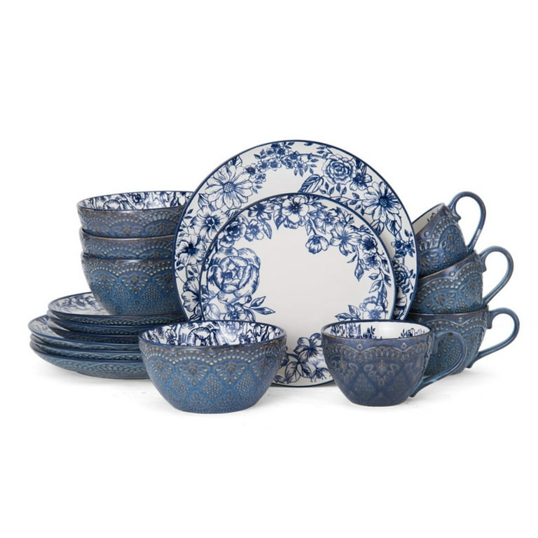 Pfaltzgraff Gabriela Blue Stoneware 16-Piece Dinnerware Set