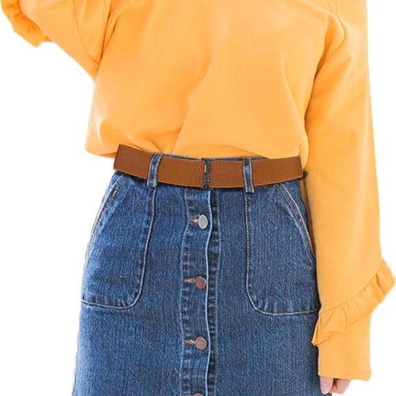 Women Adjustable Elastic Belt, Stretch Invisible Belt Flat Buckle Belts No Show Belt for Pants Jeans Dresses