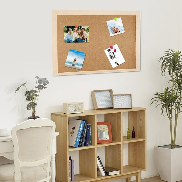 Notice Cork Board Double Sided Bulletin Board w/ Wood Frame Pushpin