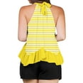 thumbnail image 4 of Diufon Womens Fashion Tank Tops Summer Ruffle Hem Stripe Sleeveless Shirts Casual Loose Back Tie Pleated Tops, 4 of 7