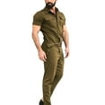 thumbnail image 4 of Combinaison de Travail Basique à Manches Courtes pour Homme, Salopette Cargo Unie Décontractée Style Urbain, 4 of 5
