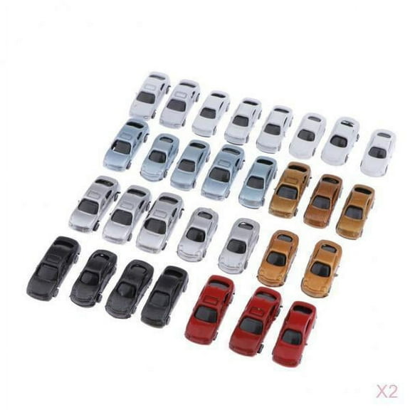 60pcs Painted Model Cars Building Train Layout Z Scale 1:200