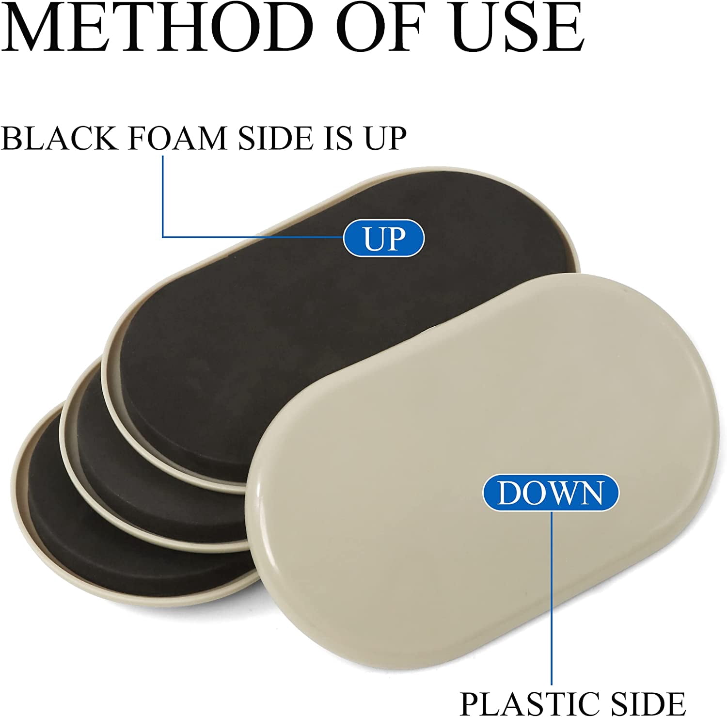 Furniture Slider, 3-1/2" x 6" Oval Heavy-Duty Movers, Reusable Carpet Sliders for Furniture, Heavy Moving Pads - Protect The Surface of (8 Pack)