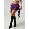 thumbnail image 3 of Purple Lace Tiered Ruffle Asymmetrical Mini Skirt With Built-In Safety Shorts, 3 of 6