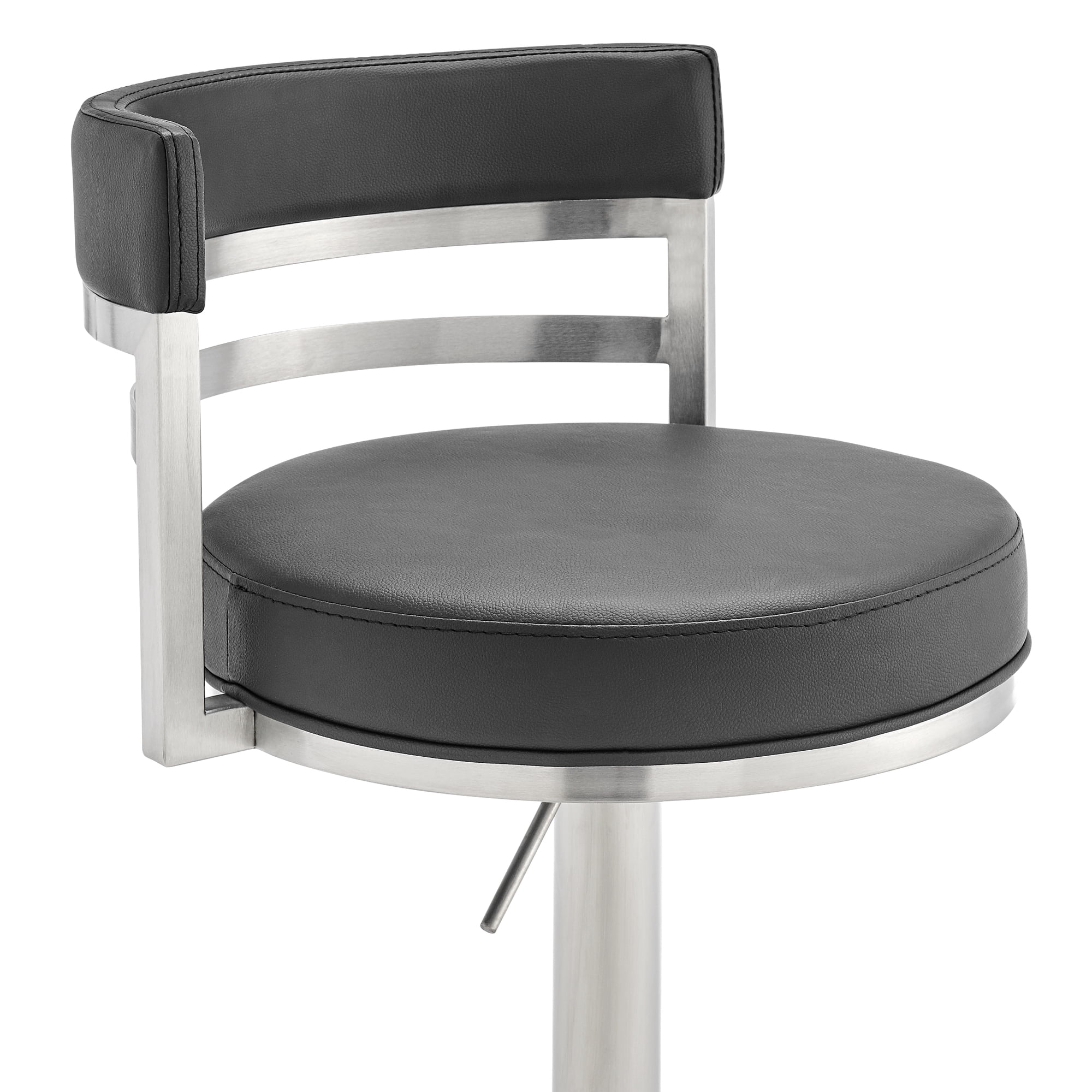 Judi Modern Industrial Swivel Metal Adjustable Height Barstool With Faux Leather Seat