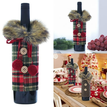 

Christmas Christmas Bottle Sets Christmas Decoration Supplies Red Champagne Bottle Bags Dining Table Dressing Household Supplies