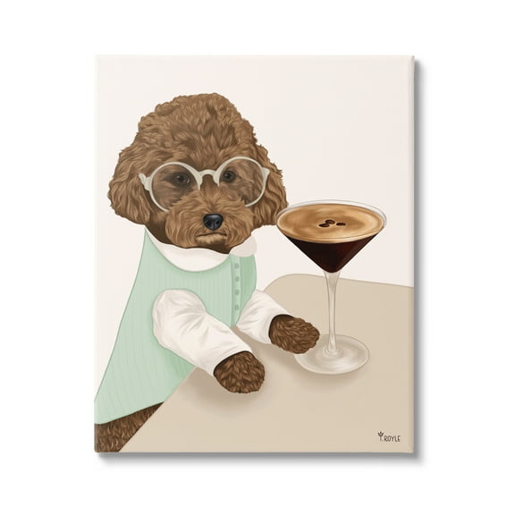 Stupell Industries Dog with Espresso Martini Animals & Insects Painting Gallery Wrapped Canvas Art Print Wall Art, 16 x 20