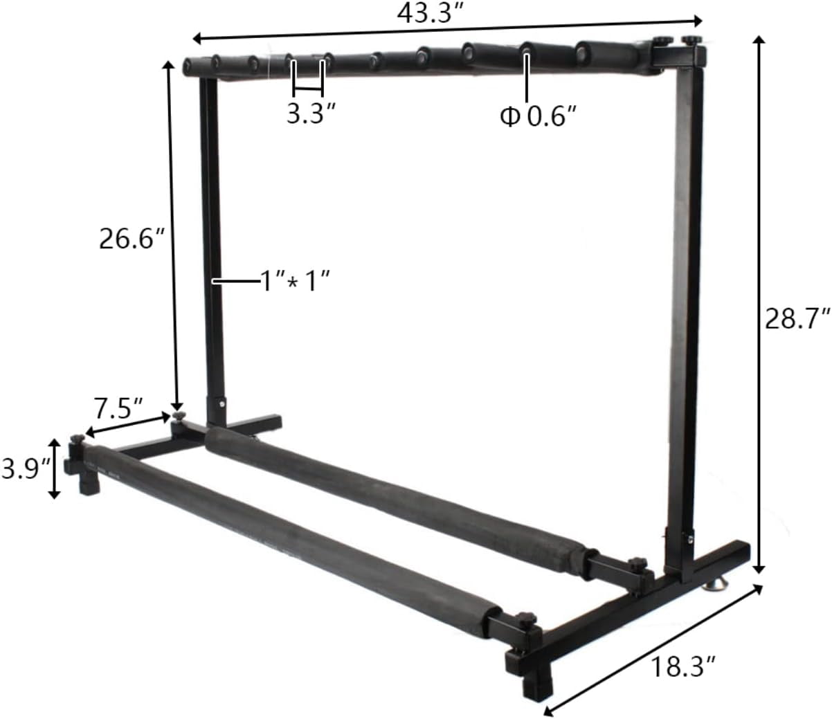 Rack type 3/5/7/9 square guitar brackets black Triple Folding Multiple Guitar Holder Rack Stand，Guitar Stand Storage (9 Bracket)