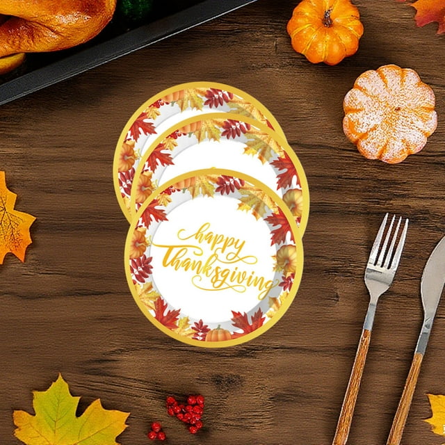 P Lastic Stapler Danhjin Maple Leaf Pumpkin Party Tableware Paper Plates Thanksgiving Party Tableware Supplies Tableware Set Home Decor