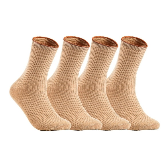 Lian LifeStyle Perfect Fit, Cozy, and Cute Women's 4 Pairs Wool Crew Socks With a Wide Range of Colors and Style HR1612 Beige