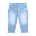 thumbnail image 5 of ZQUUVOU Capri Jeans for Women Pull On Jeggings High Elastic Breathable Tummy Control Yoga Pants Capri Leggings with Pockets Light Blue, 5 of 5