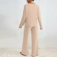 thumbnail image 5 of QATAINLAV Womens Fall 2 Piece Pajamas Sets Ribbed Knit V Neck Lounge Set Solid Casual Long Sleeve Shirts Matching Trousers Sweatsuits Beige XXL Ofertas Relampago de Hoy, 5 of 9