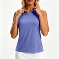 thumbnail image 2 of AHTJRT Womens Golf Shirts Sun Protection UPF 50+ V Neck Sleeveless T-Shirts Quick Dry Summer Workout Running Tennis Tank Tops Blue XL, 2 of 10