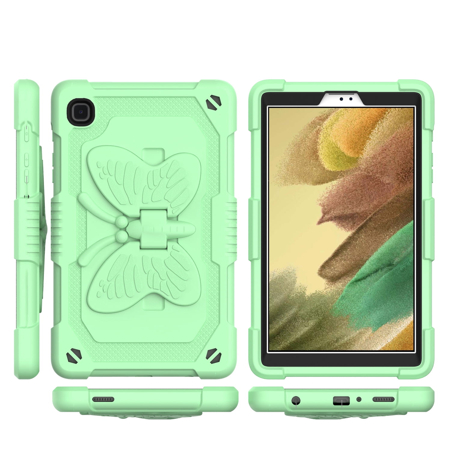 Case For Apple iPad iPad 8 / 7 (10.2 inch) Butterfly Wings Kickstand Tough Hybrid with Pencil Holder Heavy Duty Rugged Shockproof Tablet Cover [ Green ]