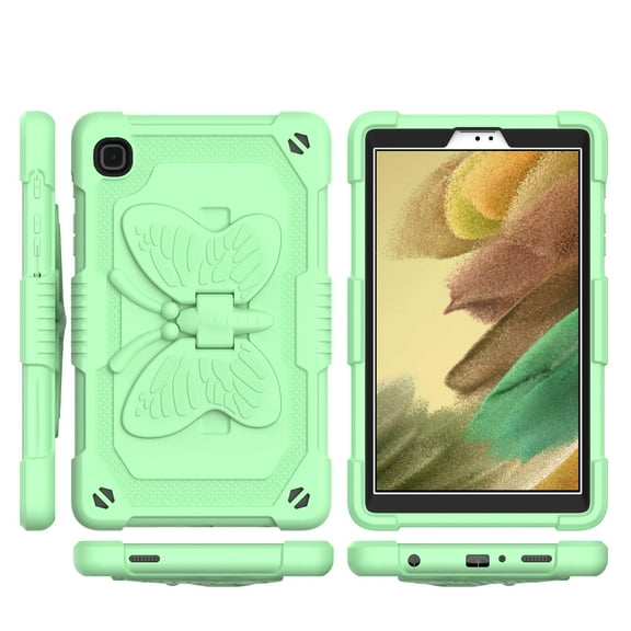 Case For Samsung Galaxy Tab A7 Lite (8.7 inch) Butterfly Wings Kickstand 3in1 Tough Hybrid with Pencil Holder Rugged Shockproof Tablet Cover [ Green ]