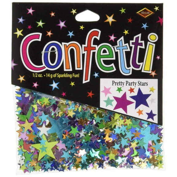 Beistle Stars Assorted Sizes Cutout Plastic Confetti, 1 Pack, Multicolored