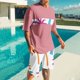 thumbnail image 2 of Mangas de Mano para Hombres, Impresión Hawaiana Suelta Casual, Pantalones Cortos Deportivos de Cintura Elástica Y Set de Blusa, 2 of 5