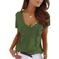 thumbnail image 2 of Camiseta de verano para mujer, camiseta informal de manga corta con cuello en V para mujer, camiseta informal con cuello en V, experiencia incomparable, 2 of 5