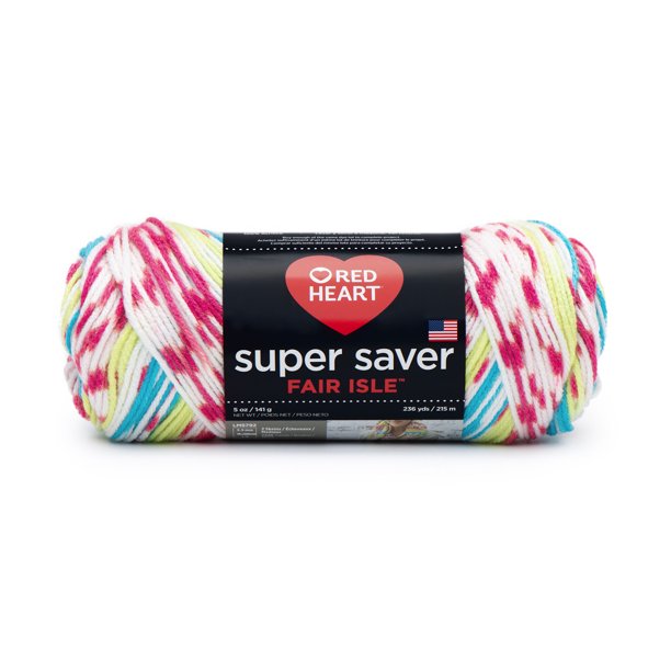 Red Heart Super Saver Fair Isle Yarn, Candy, 5oz(141g), Medium,Acrylic