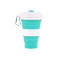 thumbnail image 1 of Tazas plegables de silicona, a prueba de fugas, tazas de 550 ml, peso ligero, tamaño de bolsillo, adecuadas para acampar y pasear al aire libre en el trabajo de oficina, café (verde turquesa), 1 of 5