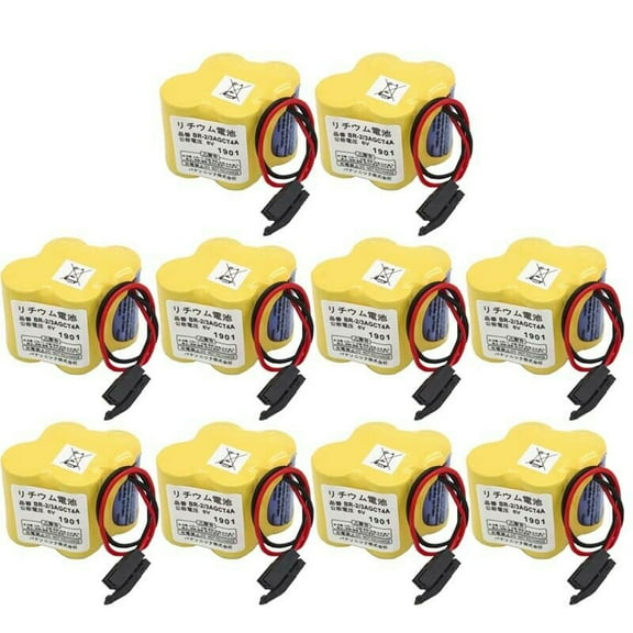 BR-2/3AGCT4A 6V 4400mAh Replacement Battery for FANUC A98L-0031-0025 CNC System with Black Plug(Pack of 10)