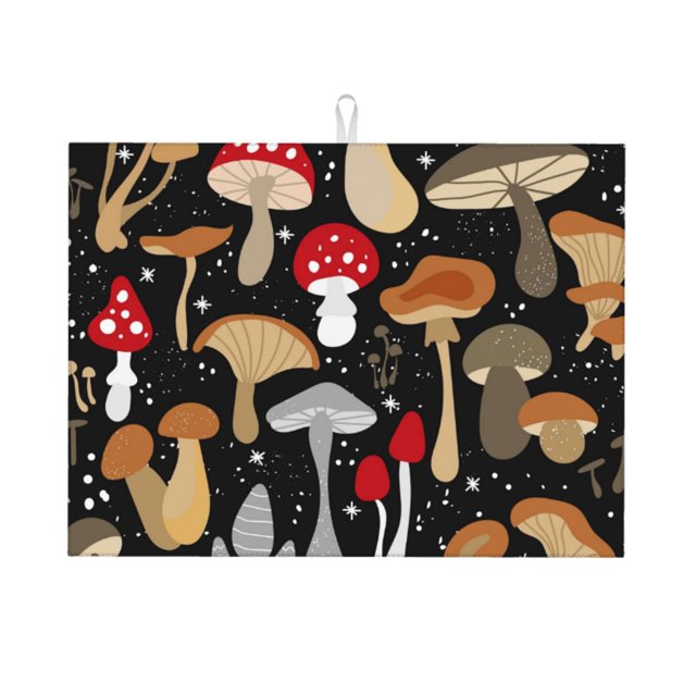 Balery Various Mushrooms Alfombrilla de Secado para Cocina, 18x24 Pulgadas, Súper Absorbente para Platos y Encimeras